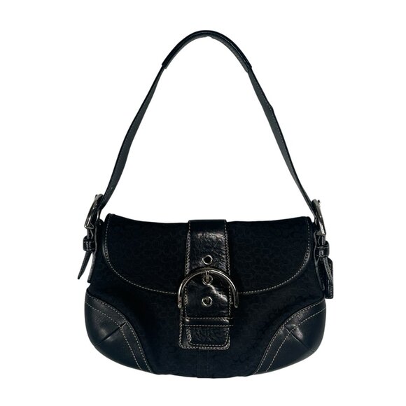 Coach 6818 SMALL Vintage Soho Black Leather and Signature C Canvas Shoulder Bag - Picture 2 of 16